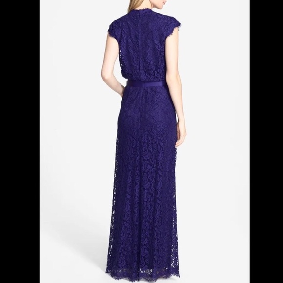 TADASHI SHOJI ROYAL PURPLE LACE SPECIAL OCCASION GOWN DRESS - Picture 3 of 16